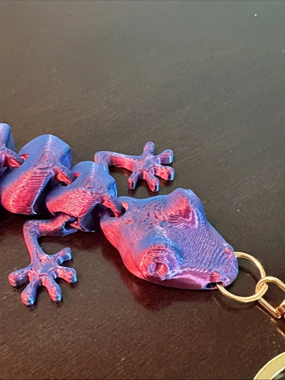 Iridescent Purple 3D Lizard Keychain Pet Reptile Accessory Bag Charm 9” New